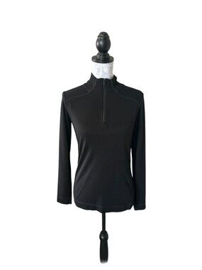 Smartwool Women's Black Merino Wool Base Layer 1/4 Zip Medium